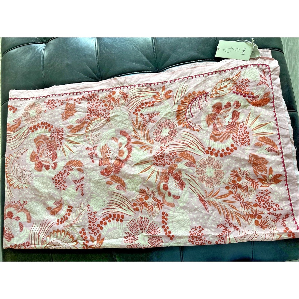 JOIE 40 X 70 Embroidered Floral Multi Purpose Scarf‎ Sarong Wrap Pink
